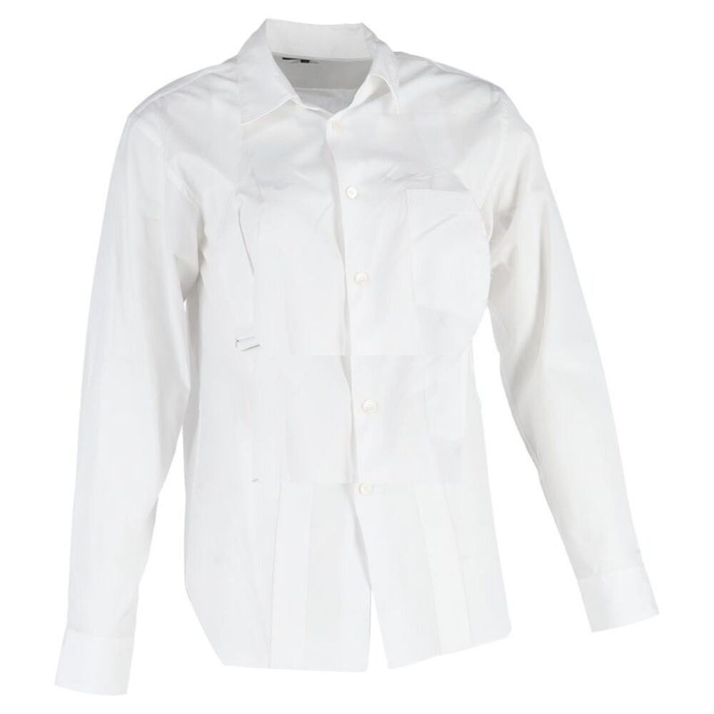 Comme Des Garçons Cutout Long Sleeve Shirt in White Cotton